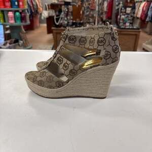 Michael Kors Damita Canvas Front Zip Wedges